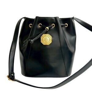 Yves Saint Laurent YSL Leather Drawstring Shoulder Bag, Black, 40504